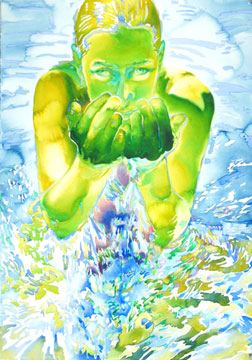 Carol Carter, Nothing Held Back, watercolor,  41Ó x 29Ó, 2006